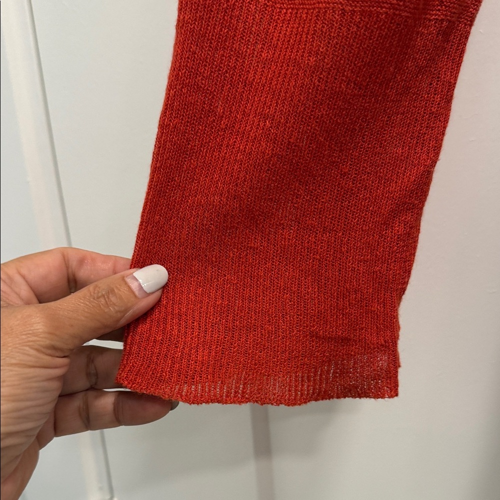 Anthropologie angel of the north linen blend Vibrant Orange Cardigan XL - Picture 6 of 11